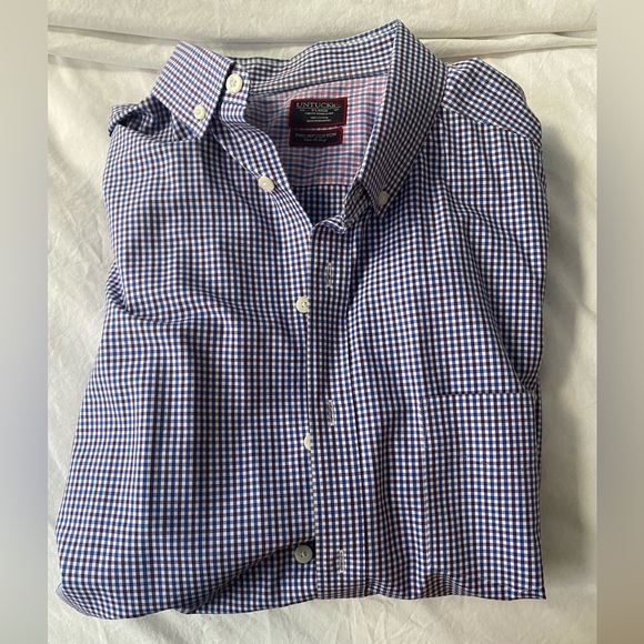 UNTUCKit Shirts Mens Long Sleeve Blue White Button Down Dress Shirt